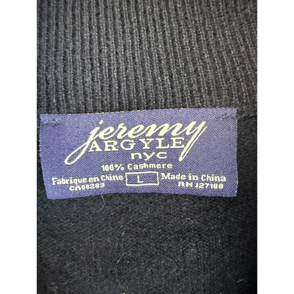 Jeremy Argyle NYC Quarter Zip Sweater Mens L Navy Blue Preppy 100% Cashmere‎ Top